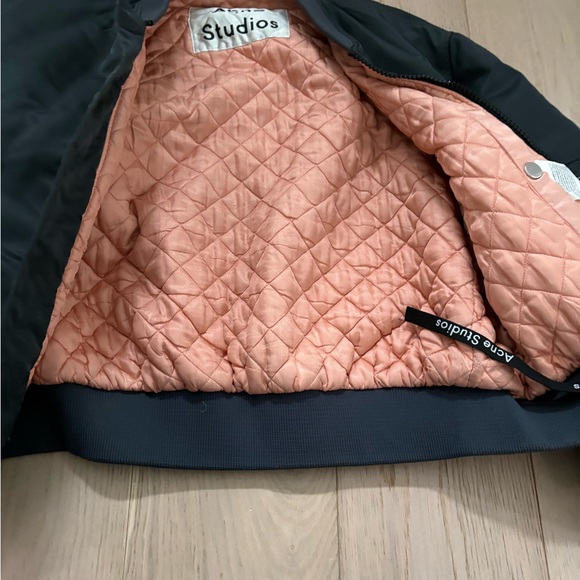 ACNE STUDIOS Clea Puffer Bomber PAW17 Women's Jacket Black Pink Quilted Sz 42 XL - Picture 7 of 8